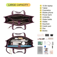 HKM-992595 15.6 Inch Laptop Tote Bag for Women - Stylish PU Leather Handbag for Work and Daily Use