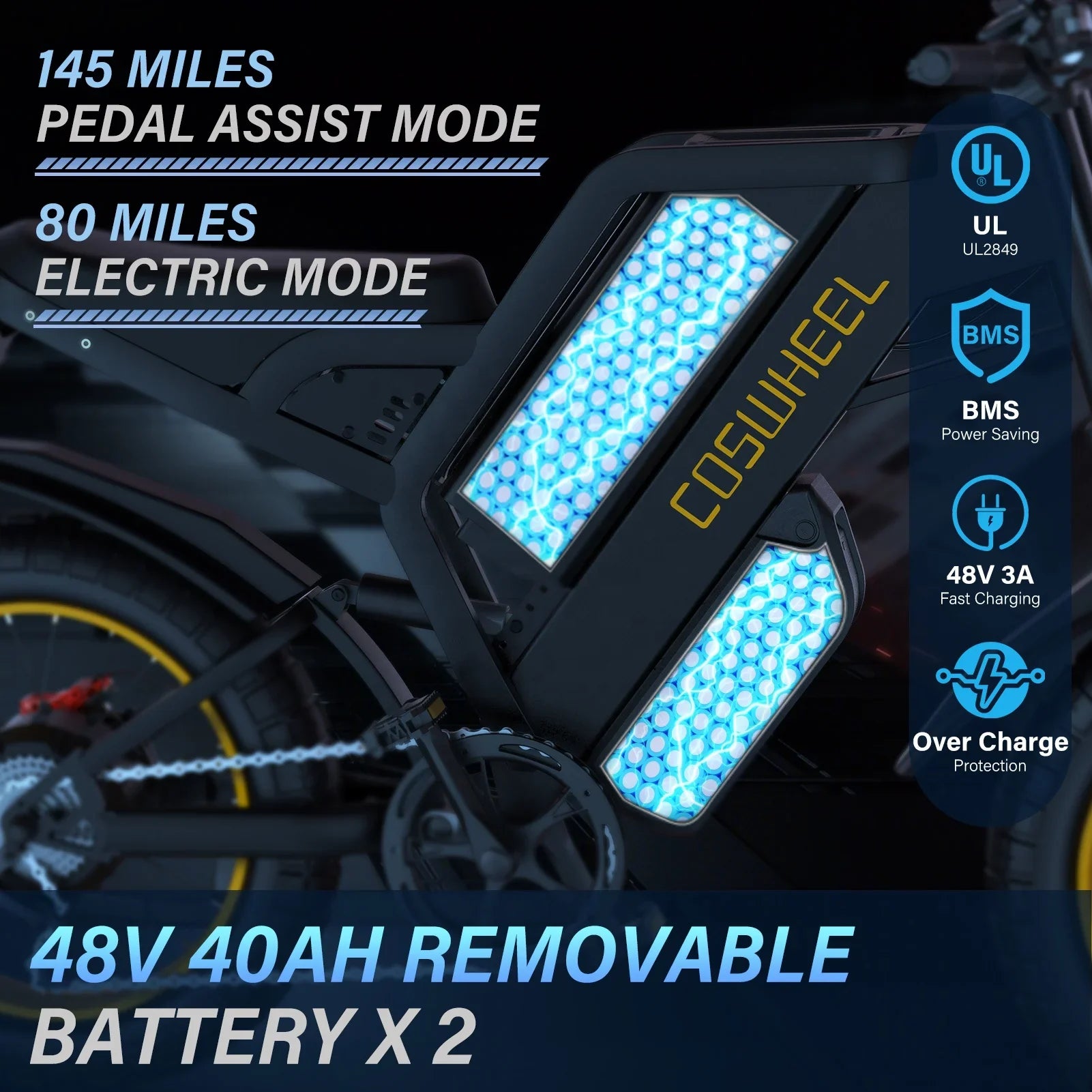 HKM-992595 Dual Motor Fat Tire Electric Bike with 3000W Motor and 48V 40Ah Battery