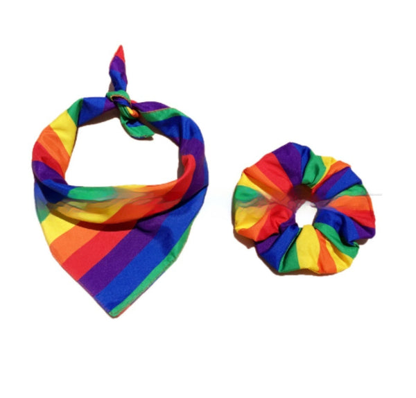 HKM-9926205 Outdoor Casual Striped Polyester Cotton Hair Ring and Square Towel Set 54x54CM