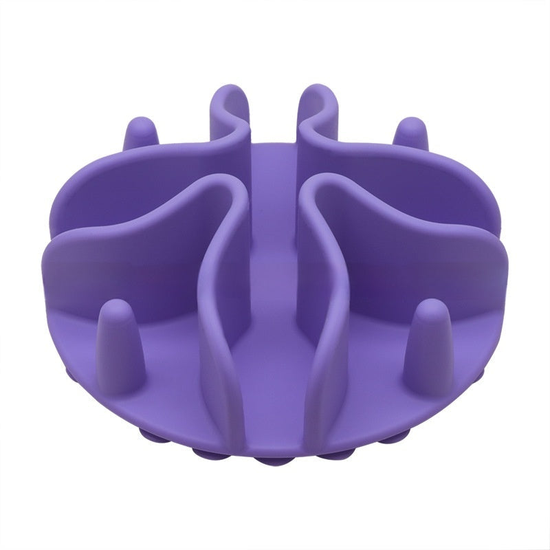 HKM-9927741 Silicone Dog Snack Licking Mat - Round Slow Feed Suction Cup Pet Dish in Gray, Purple, Orange, Black