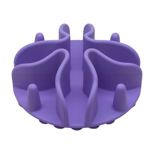 HKM-9927741 Silicone Dog Snack Licking Mat - Round Slow Feed Suction Cup Pet Dish in Gray, Purple, Orange, Black