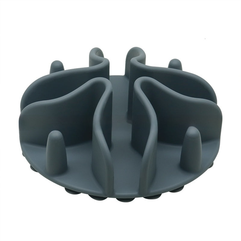 HKM-9927741 Silicone Dog Snack Licking Mat - Round Slow Feed Suction Cup Pet Dish in Gray, Purple, Orange, Black