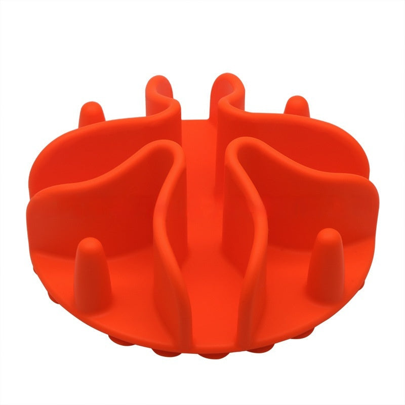 HKM-9927741 Silicone Dog Snack Licking Mat - Round Slow Feed Suction Cup Pet Dish in Gray, Purple, Orange, Black