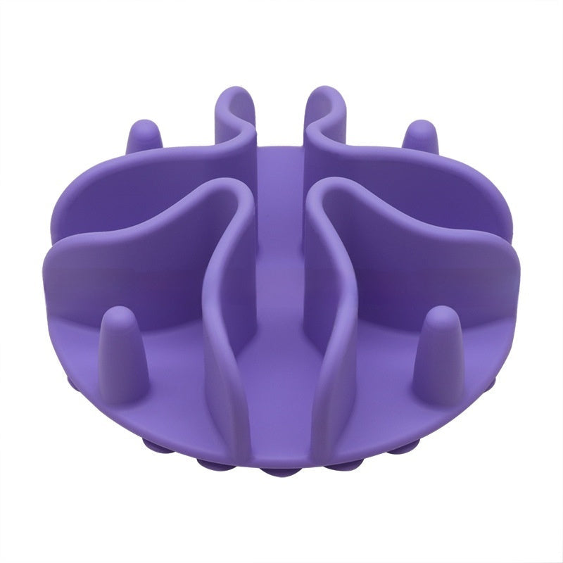 HKM-9927741 Silicone Dog Snack Licking Mat - Round Slow Feed Suction Cup Pet Dish in Gray, Purple, Orange, Black