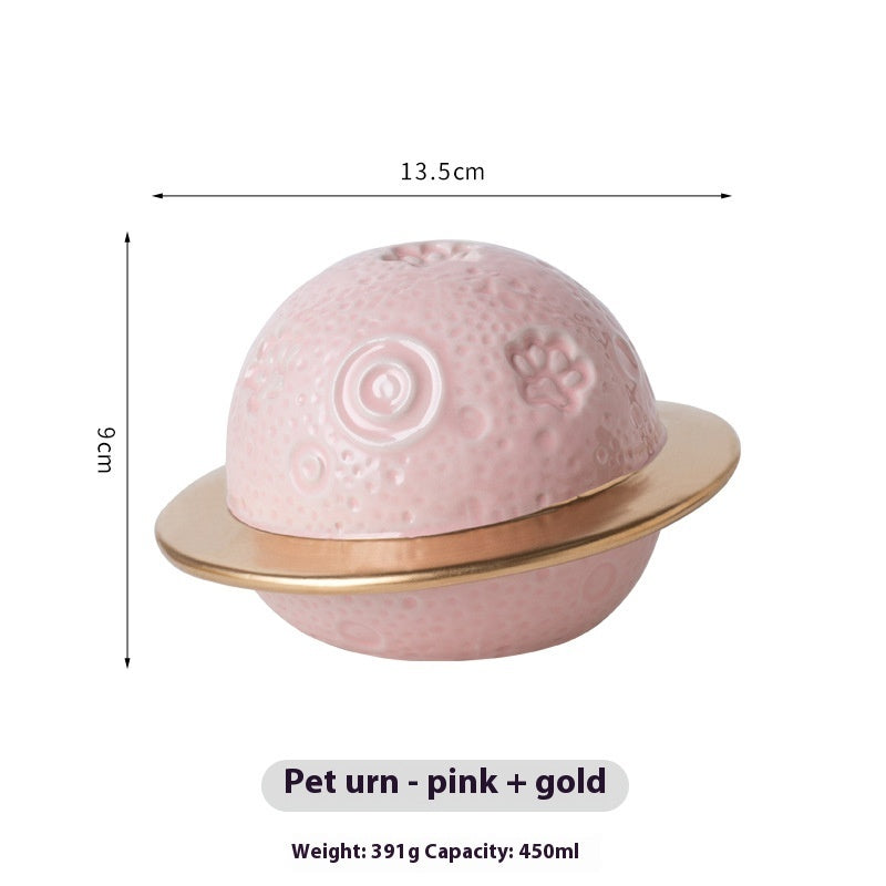 HKM-9927997 Ceramic Pet Memorial Cinerary Casket with Cosmic Starry Sky Design