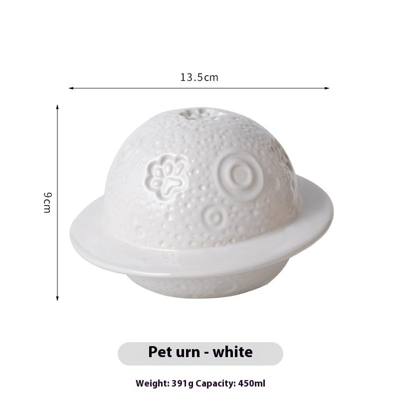 HKM-9927997 Ceramic Pet Memorial Cinerary Casket with Cosmic Starry Sky Design