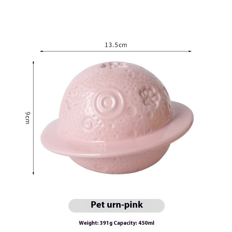 HKM-9927997 Ceramic Pet Memorial Cinerary Casket with Cosmic Starry Sky Design