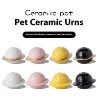 HKM-9927997 Ceramic Pet Memorial Cinerary Casket with Cosmic Starry Sky Design