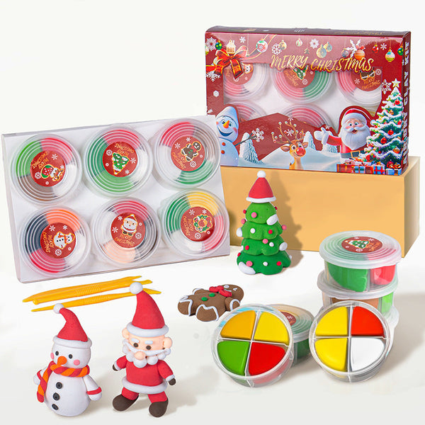 HKM-992851 Christmas-Themed Colored Clay Set for Children - 4 to 6 Years Old - Enhances Intelligence and Coordination Skills