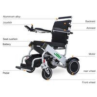 HKM-992915 Lightweight Foldable Electric Wheelchair for Adults with 4-Wheel Reclining Functionality