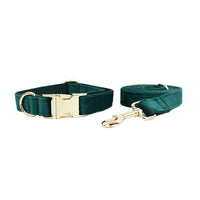 HKM-992915 Velvet Pet Collar with Matching Traction Rope and Bow Tie Set