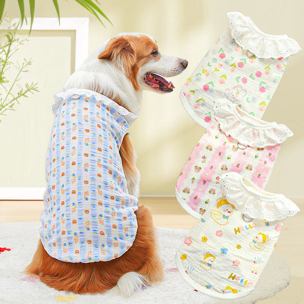HKM-9929533 All-Cotton Breathable Pet Clothing for Large Dogs and Cats - Multiple Colors and Sizes Available