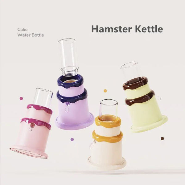 HKM-9929789 Small Pet Drinker Kettle for Hamsters, Mice & Chipmunks - 125ml High Borosilicate Glass with Silicone and Plastic Components