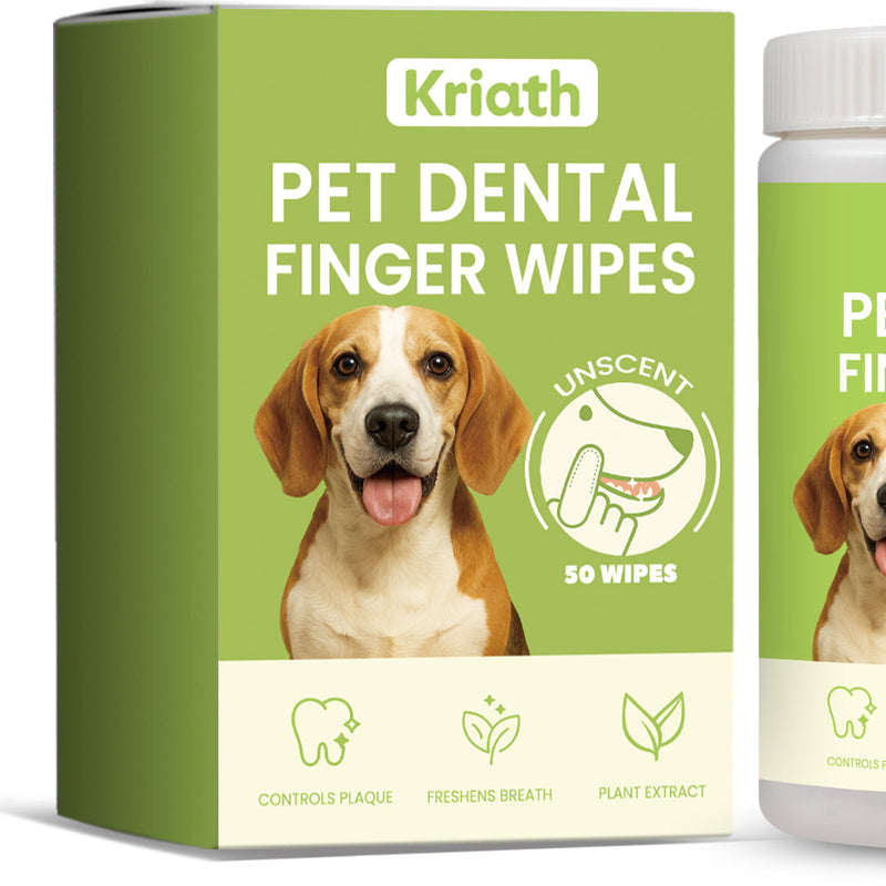 HKM-9929917 Pet Dental Finger Wipes with Aloe Extract and Coconut Oil - 50 Count