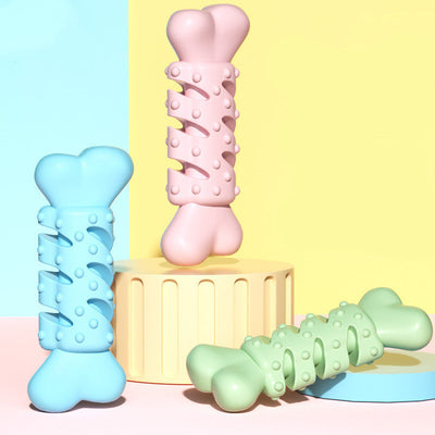 HKM-9930557 Pet Teething Chewing Toy - TPR Material, Solid Color Design in Orchid, Pink & Green