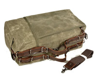 HKM-993107 Vintage Leather and Canvas Weekend Duffle Bag for Men