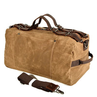HKM-993107 Vintage Leather and Canvas Weekend Duffle Bag for Men