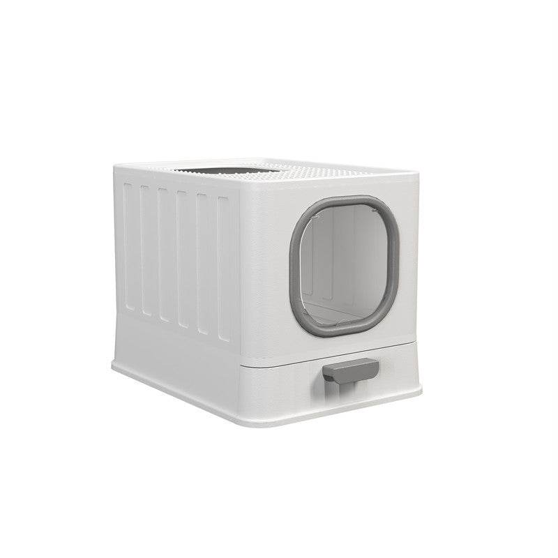 HKM-9931581 Fully Enclosed Large Cat Litter Box ¨C Plastic Folding Design with Anti-Splash Feature in Various Colors