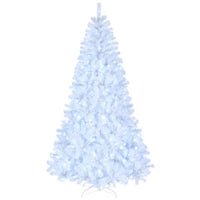 HKM-993171 7ft White Automatic Christmas Tree with 1346 Branches, 500 Cool Color Lights, 8 Modes, PVC Material