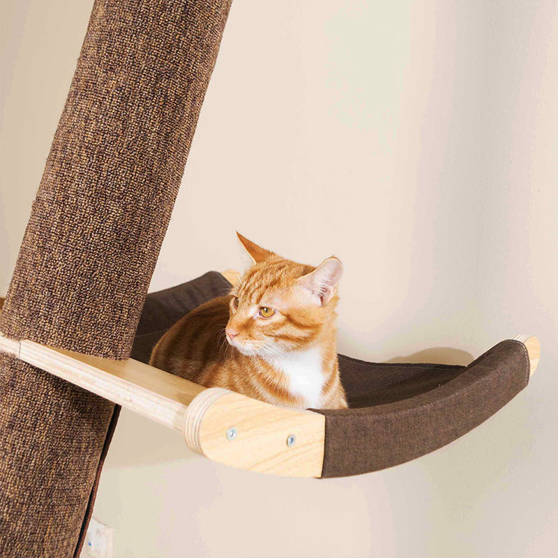 HKM-9932989 Solid Wood Cat Climbing Frame with Multi-Style Litter Options for Adult Cats and Kittens