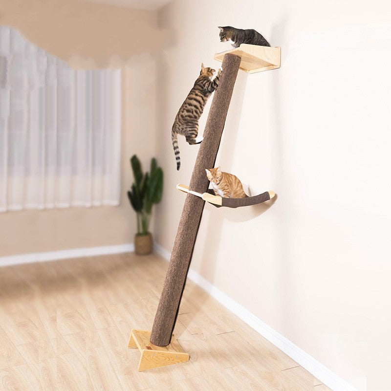 HKM-9932989 Solid Wood Cat Climbing Frame with Multi-Style Litter Options for Adult Cats and Kittens