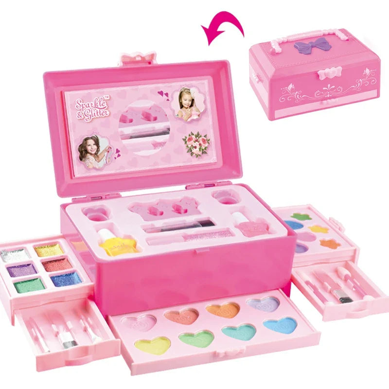 HKM-993299 Portable Makeup Toy Set for Kids - Safe Lipsticks, Eyeshadow & Nail Polish in Travel Case