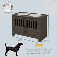 HKM-9933373 Elevated Dog Food Storage Cabinet with Stainless Steel Bowls, Espresso Finish