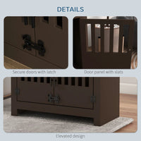 HKM-9933373 Elevated Dog Food Storage Cabinet with Stainless Steel Bowls, Espresso Finish