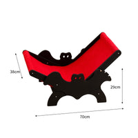 HKM-9933757 Cozy Wooden Cat Recliner Lounge Chair in Black and Red for Stylish Cat Relaxation