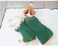 HKM-9933885 Soft Double-Sided Coral Fleece Dog Bathing Robe with Tucked Waist, Adjustable Fit for All Sizes