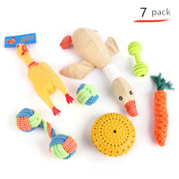 HKM-9934525 Durable Cotton Rope and Plush Dog Toy Set for Teeth Cleaning and Grinding