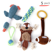 HKM-9934525 Durable Cotton Rope and Plush Dog Toy Set for Teeth Cleaning and Grinding