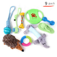 HKM-9934525 Durable Cotton Rope and Plush Dog Toy Set for Teeth Cleaning and Grinding