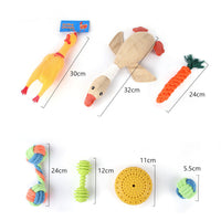 HKM-9934525 Durable Cotton Rope and Plush Dog Toy Set for Teeth Cleaning and Grinding