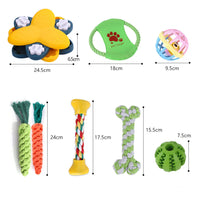 HKM-9934525 Durable Cotton Rope and Plush Dog Toy Set for Teeth Cleaning and Grinding