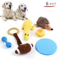 HKM-9934525 Durable Cotton Rope and Plush Dog Toy Set for Teeth Cleaning and Grinding