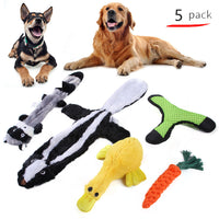 HKM-9934525 Durable Cotton Rope and Plush Dog Toy Set for Teeth Cleaning and Grinding