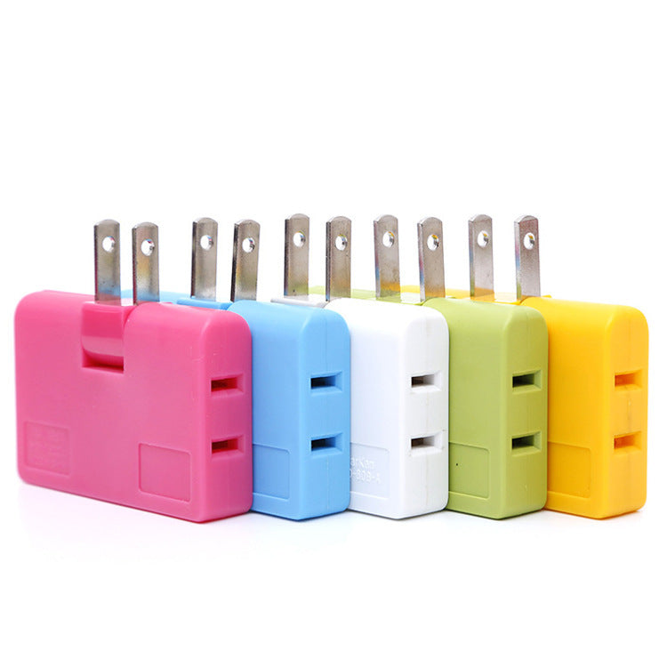 HKM-993555 Ultra-Thin US Plug Rotary Head Converter - Portable 1 to 3 Universal Outlet Adapter