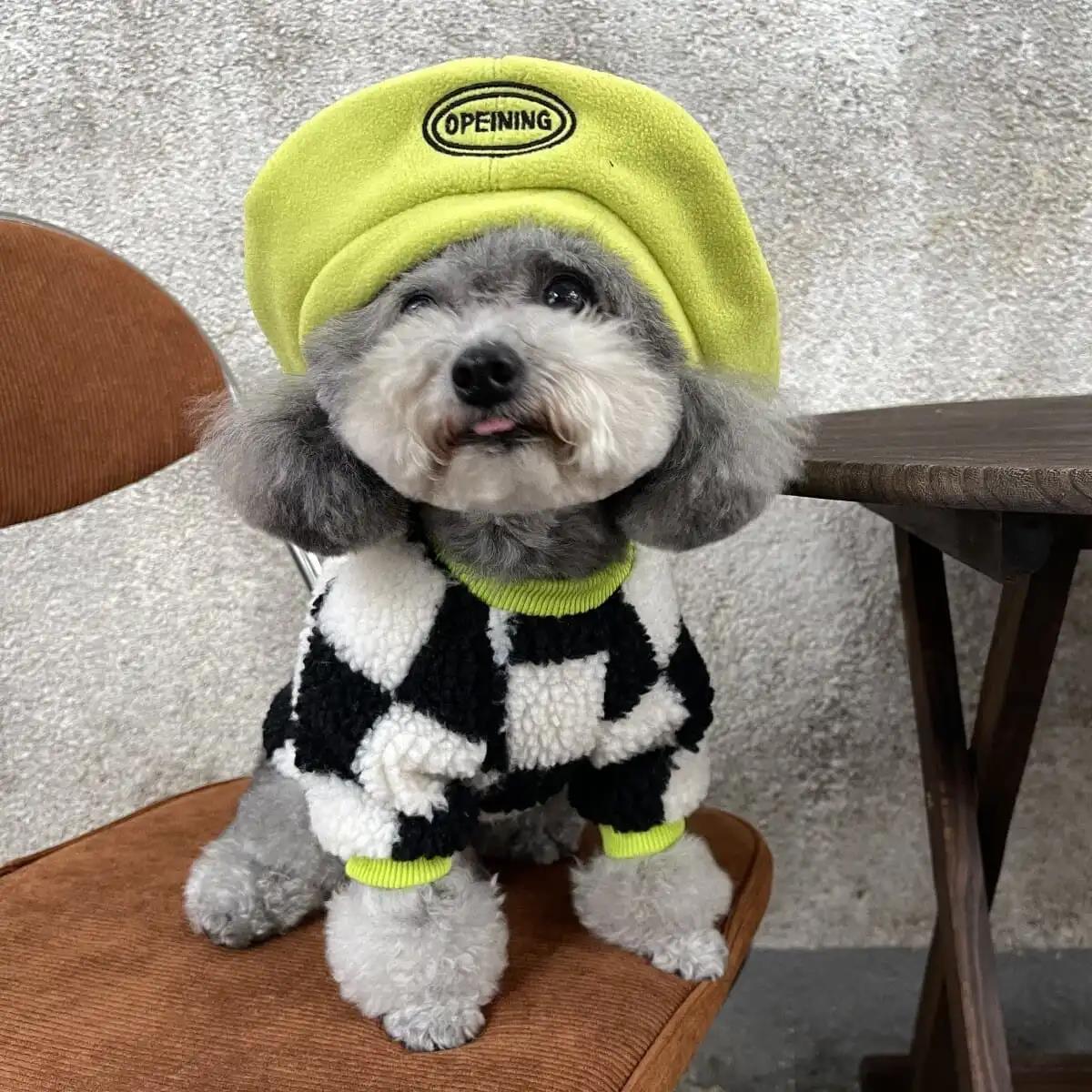 HKM-9936061 Checkerboard Pattern Velvet Pet Clothes - Small to XXL Sizes Available