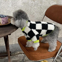 HKM-9936061 Checkerboard Pattern Velvet Pet Clothes - Small to XXL Sizes Available