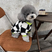 HKM-9936061 Checkerboard Pattern Velvet Pet Clothes - Small to XXL Sizes Available