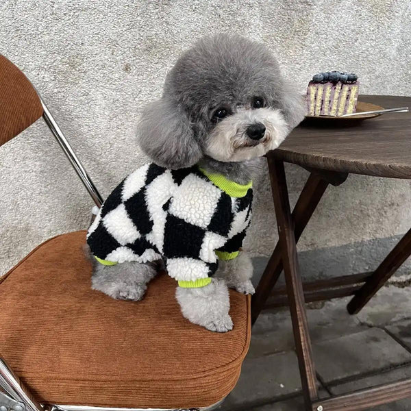 HKM-9936061 Checkerboard Pattern Velvet Pet Clothes - Small to XXL Sizes Available