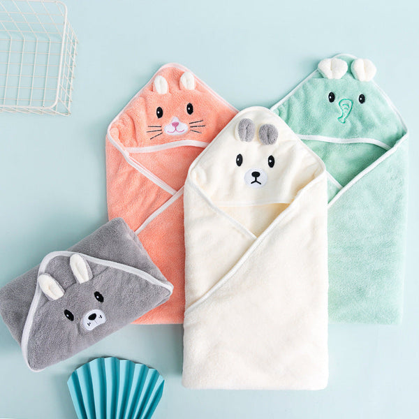 HKM-993619 Soft Coral Velvet Newborn Baby Quilt - Seasonal Use in White, Orange, Gray, Green, and Pink Bear Designs (80 x 80 cm)