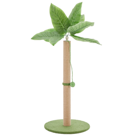 HKM-9936957 Indoor Cat Scratching Post, 33-Inch Tall with Dangling Ball and Palm Tree Design