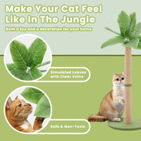 HKM-9936957 Indoor Cat Scratching Post, 33-Inch Tall with Dangling Ball and Palm Tree Design