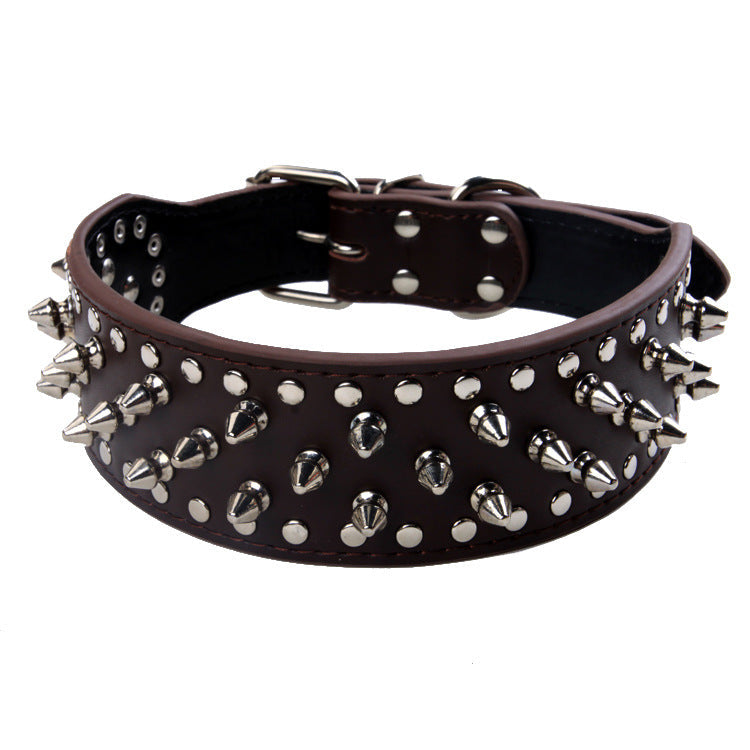 HKM-9937469 Large Dog Punk Rivet Style PU Pet Collar in Multiple Colors