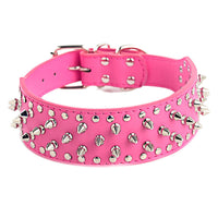 HKM-9937469 Large Dog Punk Rivet Style PU Pet Collar in Multiple Colors