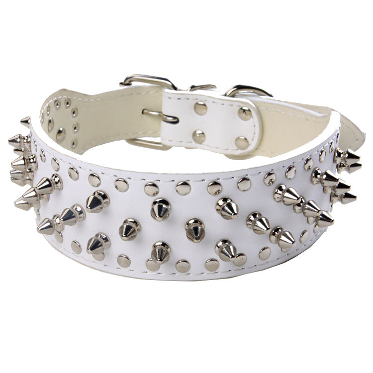 HKM-9937469 Large Dog Punk Rivet Style PU Pet Collar in Multiple Colors
