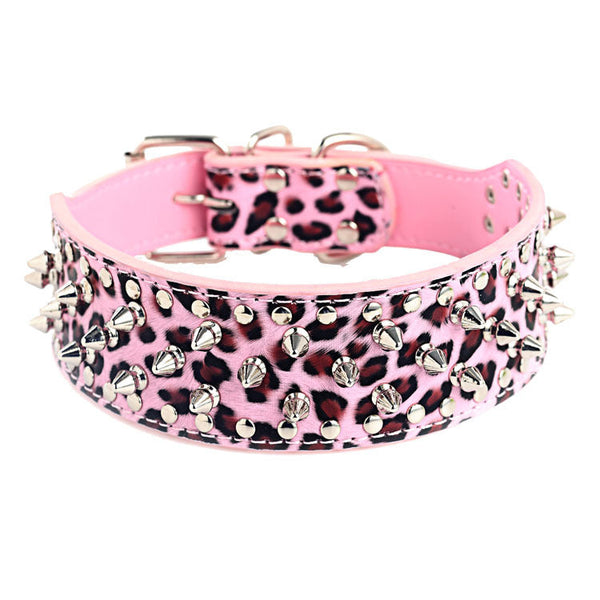 HKM-9937469 Large Dog Punk Rivet Style PU Pet Collar in Multiple Colors
