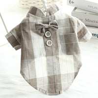 HKM-9937853 Summer Cotton Dog and Cat Bow Tie Stand Collar Shirt Dress in Multiple Sizes